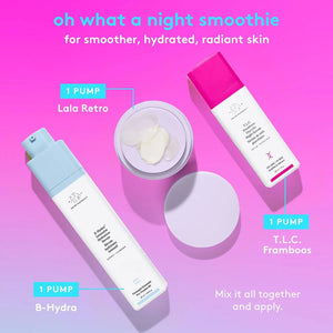Drunk Elephant glycolic night serum with B-Hydra, Lala Retro, and T.L.C. Framboos for smoother hydrated skin
