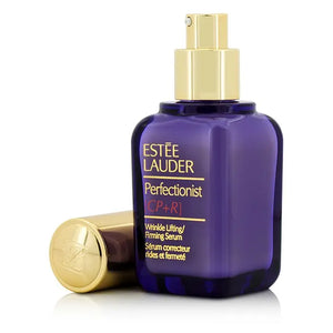 Estee Lauder Perfectionist CPR serum in purple and gold bottle for wrinkle lifting and firming