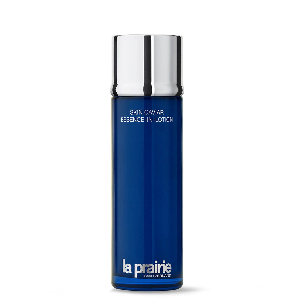 La Prairie Skin Caviar Essence-In-Lotion in sleek blue bottle with silver cap by Think AtoZ Ltd