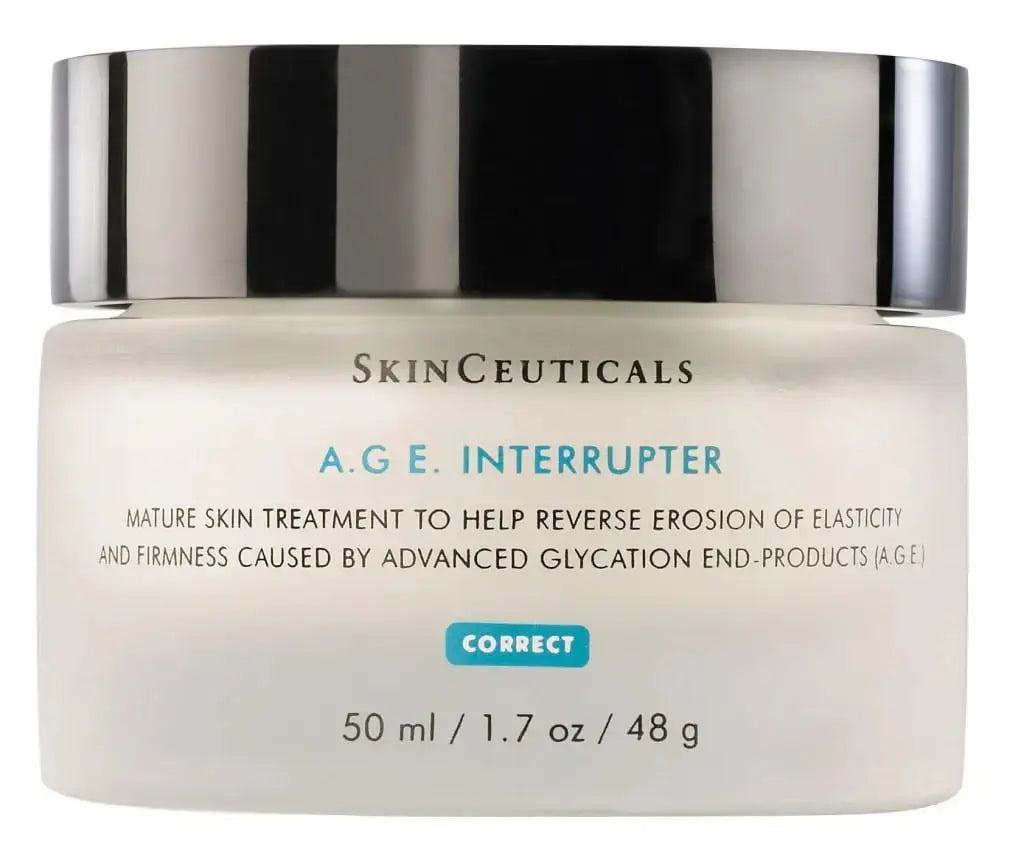 Skinceuticals AGE Interrupter cream for mature skin treatment in 50 ml jar with silver lid