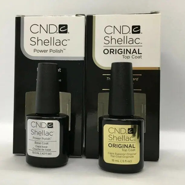 CND Shellac Base Coat and Top Coat Set Duo by ThinkAtoZ with Power Polish base and Original top coat bottles