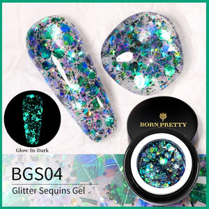 BORN PRETTY Glitter Sequins Nail Gel Shiny Glitter Gel Nail Polish 5g Semi Permanent Gel Varnish For Manicure Nail Art Design