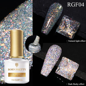 BORN PRETTY Reflective Glitter Gel Nail Polish Auroras Nail Art iridescent Effect Soak Off UV Gel for Nails Design 6ml