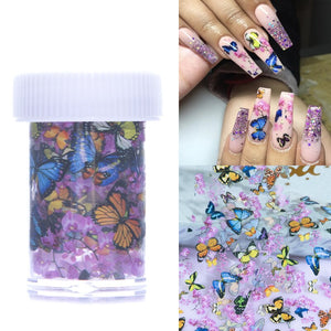 NEW Butterfly Nail Art Transfer Foils Nail Sticker Holographic Flower Starry Foil Nail Stickers Paper for Fingernails Decoration