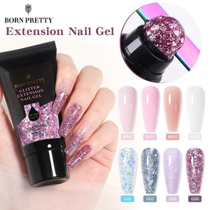 BORN PRETTY Extension Nail Gel Nail Polish Acrylic Nail Glitter Sequins Soak Off UV Extend Gel For Nail Extensions 30/20ml