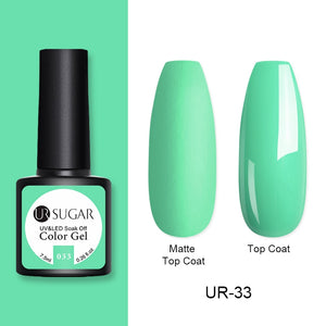 UR SUGAR 7.5ml Green Series Gel Nail Polish Semi Permanent Color UV Gel Varnish Soak Off LED Gel Matte Effect Base Top Coat
