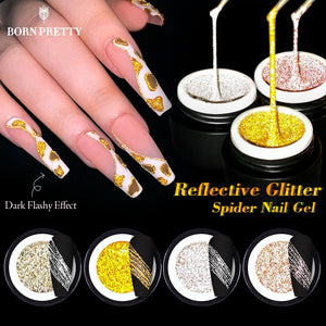 BORN PRETTY Reflective Glitter  Nail Polish Nail Art Sparkling Effect Wire Line Drawing Painting Nail Gel Varnish