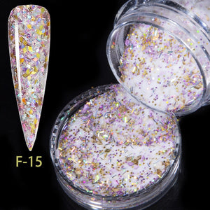 Acrylic Powder Holographic Glitter Dip Powder Sequins Nails Art Monomer Accessories for Builder Nail Extension 10ML