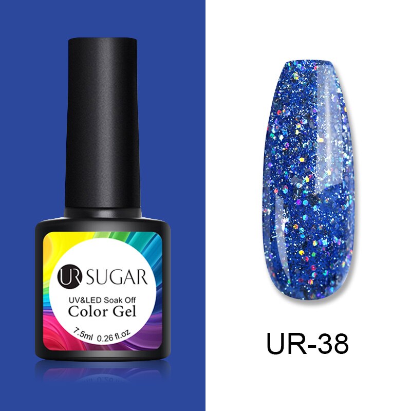 UR SUGAR 7.5ml Blue Series Glitter Gel Nail Polish  Shiny Sequins Laser UV Gel Varnish Soak Off UV LED Gel varnish