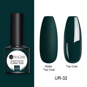 UR SUGAR 7.5ml Green Series Gel Nail Polish Semi Permanent Color UV Gel Varnish Soak Off LED Gel Matte Effect Base Top Coat