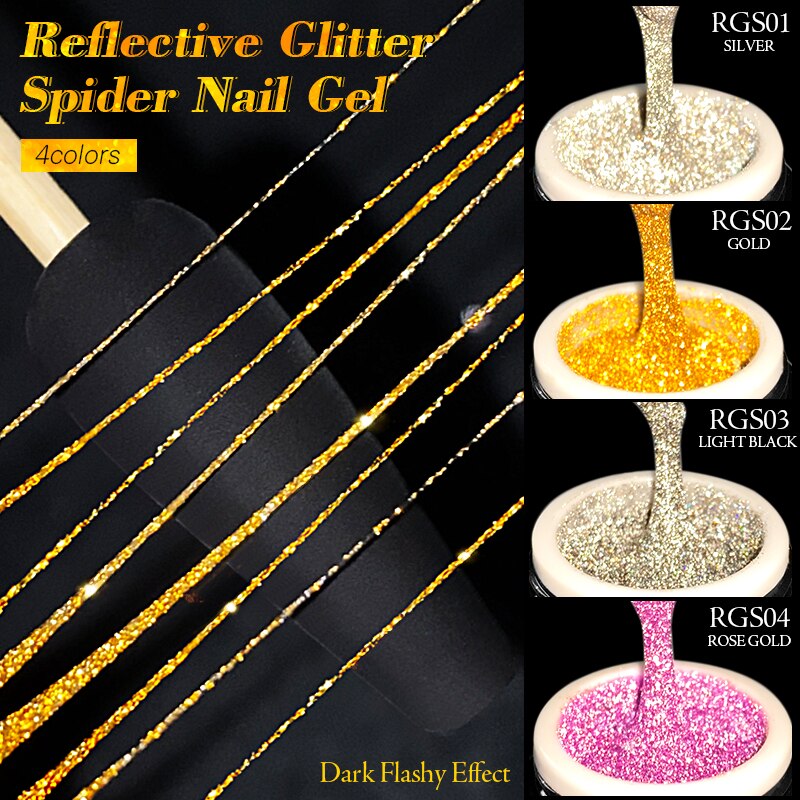 BORN PRETTY Reflective Glitter  Nail Polish Nail Art Sparkling Effect Wire Line Drawing Painting Nail Gel Varnish