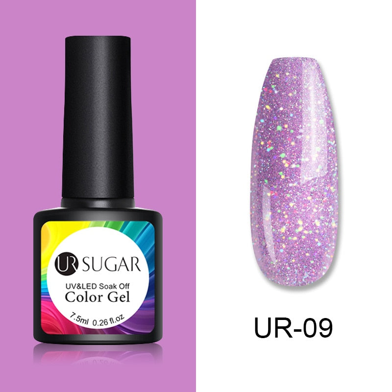 UR SUGAR 7.5ml Nude Glitter UV Gel Nail Polish Purple Series Holographics Gel Polish Soak Off UV LED Gel Varnish Semi Permanent