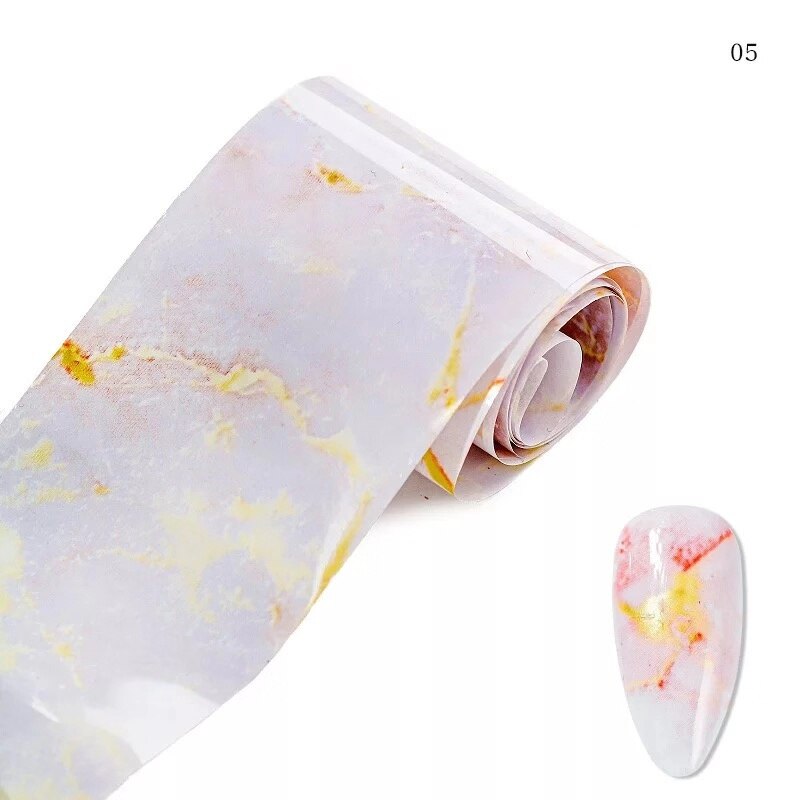 Marble Nail Art Stickers Decals Pink Blue Nails Sticker Art Transfer Foil Sticker on Nail Decorations Toe Strip Design