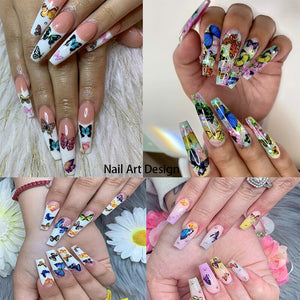 NEW Butterfly Nail Art Transfer Foils Nail Sticker Holographic Flower Starry Foil Nail Stickers Paper for Fingernails Decoration