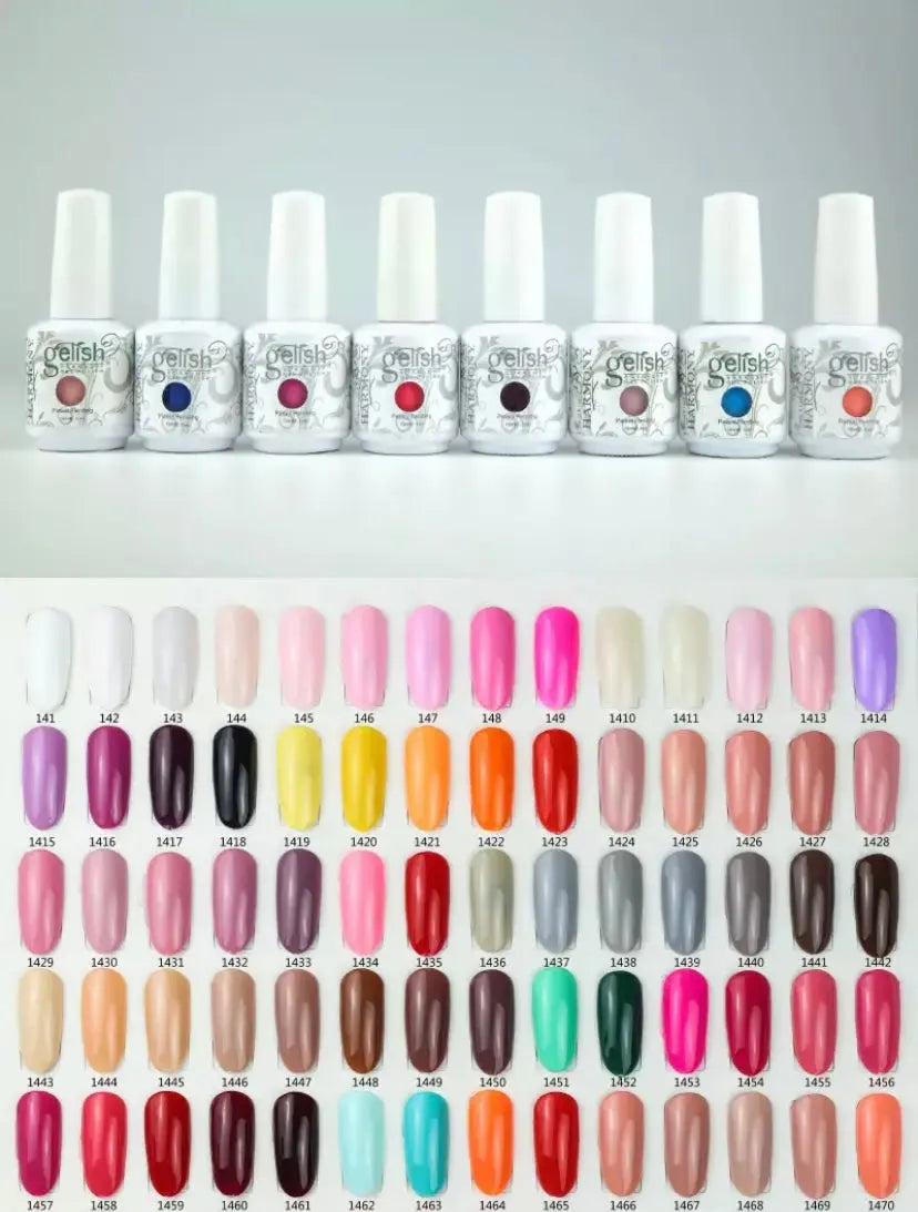ThinkAtoZ Gelish soak off gel polish Foundation top it off structure gel ph bond displayed in various vibrant and neutral shades