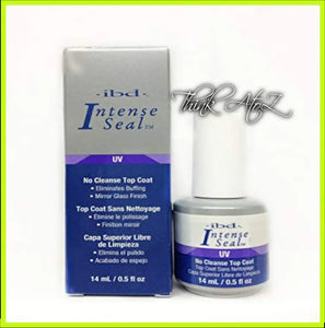 ibd Intense Seal UV No Cleanse top coat with packaging by ThinkAtoZ for long-lasting nail shine