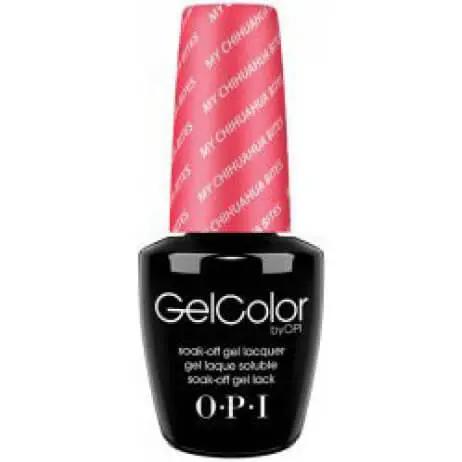 ThinkAtoZ OPI Gelcolor Soak Off Gel Nail Polish bottle with black base and pink cap my chihuahua bites