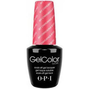 ThinkAtoZ OPI Gelcolor Soak Off Gel Nail Polish bottle with black base and pink cap my chihuahua bites