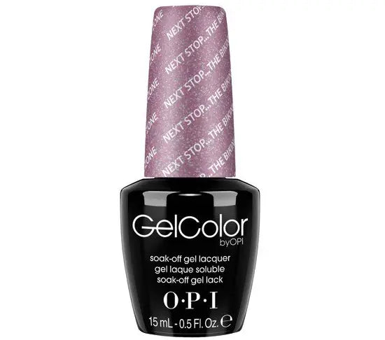 OPI GelColor soak off gel polish in Next Stop The Bikini zone purple shade bottle by ThinkAtoZ