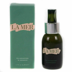 La Mer The Concentrate serum wholesale in 1.7 fl oz dark green bottle with matching box