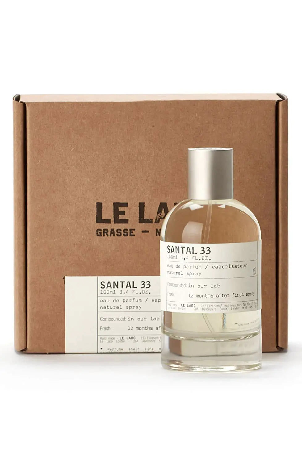 Le Labo Santal 33 wholesale eau de parfum bottle with brown branded packaging box