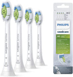 Philips Sonicare W2 Optimal White toothbrush heads pack with four replacement brush heads shown beside packaging