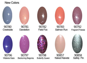 ThinkAtoZ CND Shellac soak off gel nail polish new colors including Creekside, Dandelion, Field Fox, Salmon Run, and Fragrant Freesia