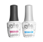 Gelish Foundation and Top It Off set by ThinkAtoZ white bottles with black and white caps