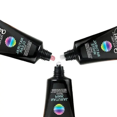 ThinkAtoZ Gelish PolyGel nail extension builder gels in black tubes with natural colors