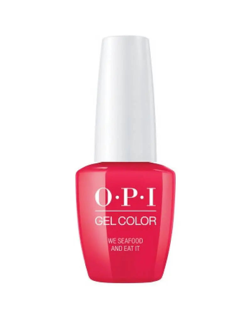 OPI Lisbon GelColor 2018 collection We Seafood and Eat It bright red soak off gel nail polish bottle