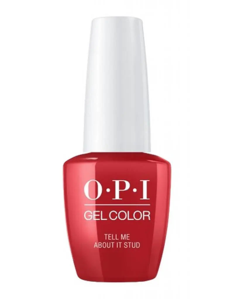 OPI Grease Collection gel polish in red shade Tell Me About It Stud with white cap