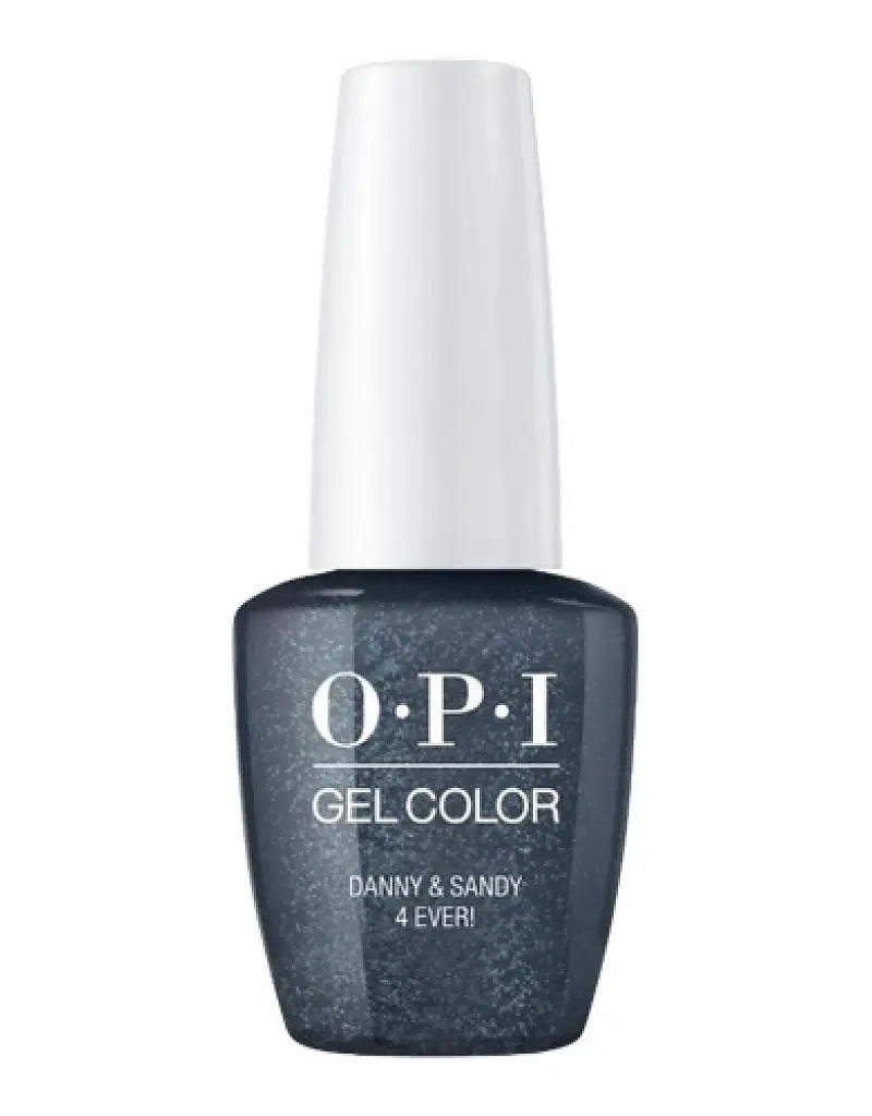 OPI Grease Collection gel polish bottle in dark glittery grey shade Danny and Sandy 4 Ever
