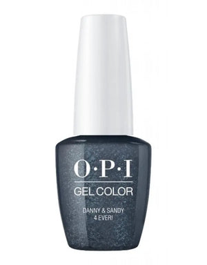OPI Grease Collection gel polish bottle in dark glittery grey shade Danny and Sandy 4 Ever