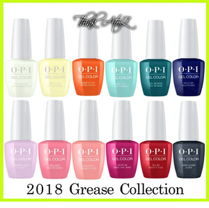 OPI Grease Collection gel polish set with 12 vibrant soak off gel nail polish bottles from ThinkAtoZ
