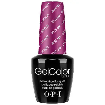 ThinkAtoZ OPI Gelcolor soak off gel polish bottle with Kiss Me Or Elf festive purple cap