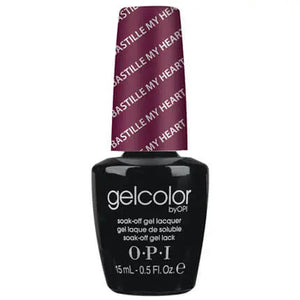 OPI Gelcolor soak off gel polish in Bastille My Heart dark red shade bottle by ThinkAtoZ