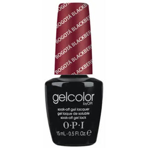 OPI Gelcolor soak off gel polish in deep red Bogota Blackberry shade by ThinkAtoZ