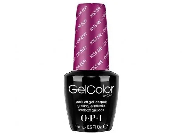 OPI Gelcolor Soak Off Gel Polish in black bottle with purple cap by ThinkAtoZ kiss me or elf