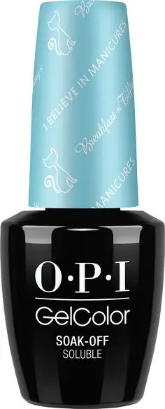 ThinkAtoZ OPI Gelcolor Soak Off Gel Polish bottle with light blue cap and black base I believe in manicures