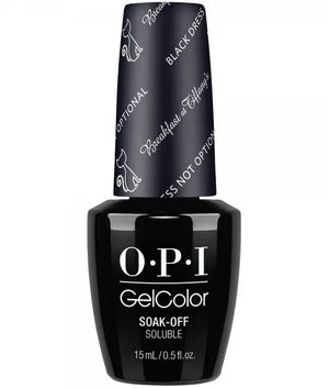 OPI Gelcolor Soak Off Gel Polish in black dress shade by ThinkAtoZ bottle front view black dress not optional 