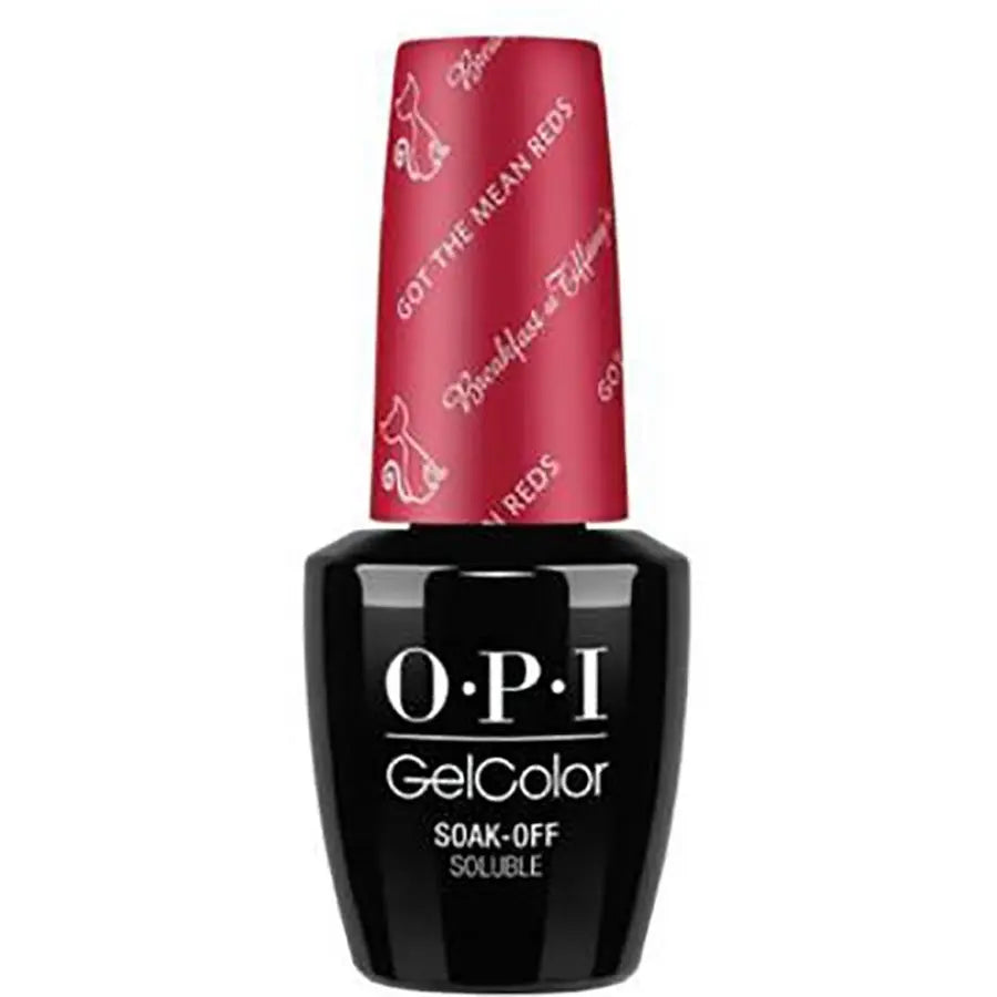 OPI Gelcolor Soak Off Gel Polish bottle with red cap from ThinkAtoZ for long-lasting nail colour got the mean reds