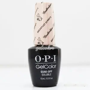 OPI Gelcolor Soak Off Gel Polish bottle from ThinkAtoZ with 15ml black bottle and beige cap breakfast at Tiffanys