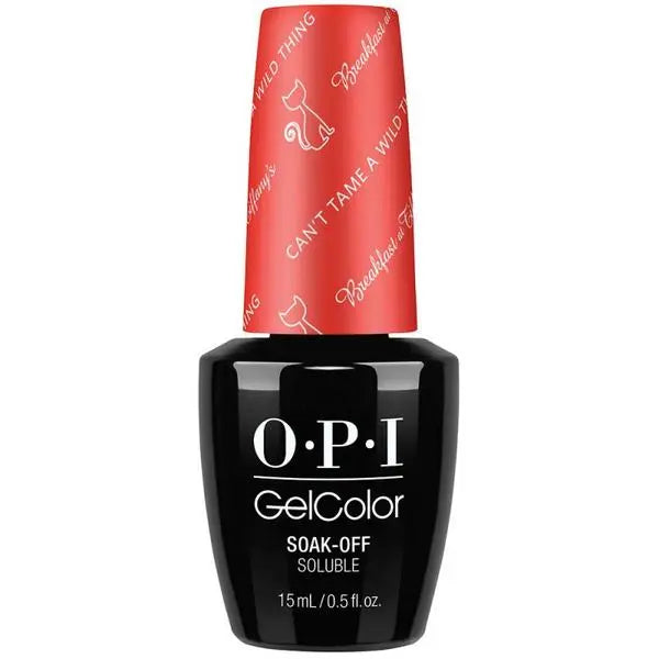 OPI Gelcolor Soak Off Gel Polish by ThinkAtoZ in black bottle with red cap design cant tame a wild thing