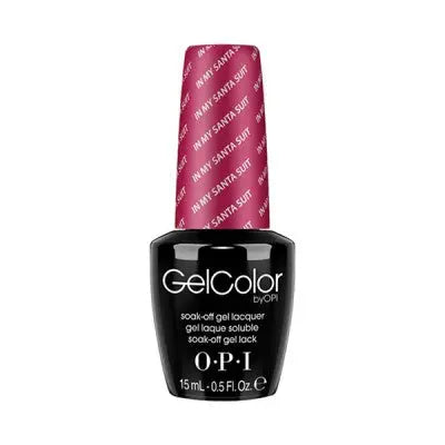 OPI Gelcolor Soak Off Gel Polish in black bottle with pink cap by ThinkAtoZ in my Santa suit