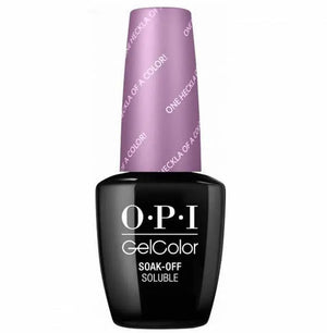 OPI Gelcolor Soak Off Gel Nail Polish bottle with purple cap from ThinkAtoZ one heckla of a color