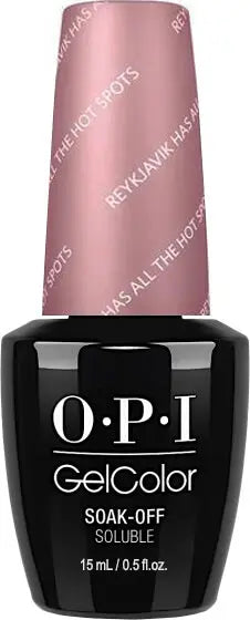 OPI Gelcolor Soak Off Gel Nail Polish bottle in black and rose gold by ThinkAtoZ Reykjavik has all the hot spots