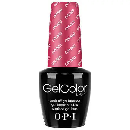 OPI Gelcolor Soak Off Gel Nail Polish bottle in vibrant red with black base by ThinkAtoZ opi red