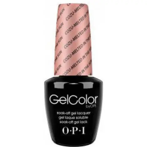 OPI Gelcolor Soak Off Gel Nail Polish black bottle with pink cap by ThinkAtoZ cozy melted in the sun