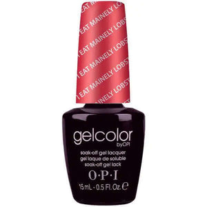 I eat mainely lobster OPI Gelcolor Soak Off Gel Nail Polish bottle in deep red shade by ThinkAtoZ with 15ml capacity