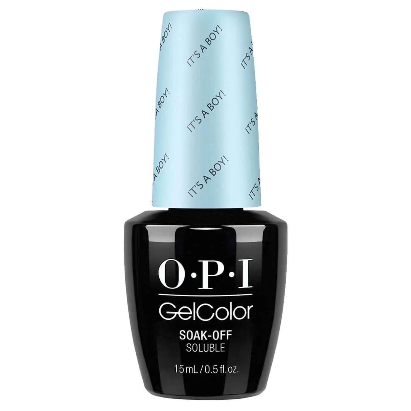 OPI Gelcolor Soak Off Gel Nail Polish bottle with light blue cap labeled It’s A Boy by ThinkAtoZ